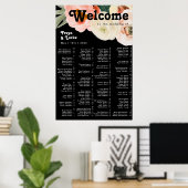 はっきりしたカラフルフローラ |アルファベットの黒い座席 ポスター (ホームオフィス)