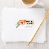 はっきりしたカラフルフローラ |ウェディングRSVP差出人住所 ラベル (インサイチュ)