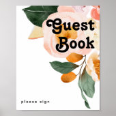 はっきりしたカラフルフローラ |ゲストブックサイン ポスター (正面)