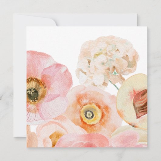 はっきりしたカラフルフローラ |スクエア結婚式招待状 招待状 (裏面)