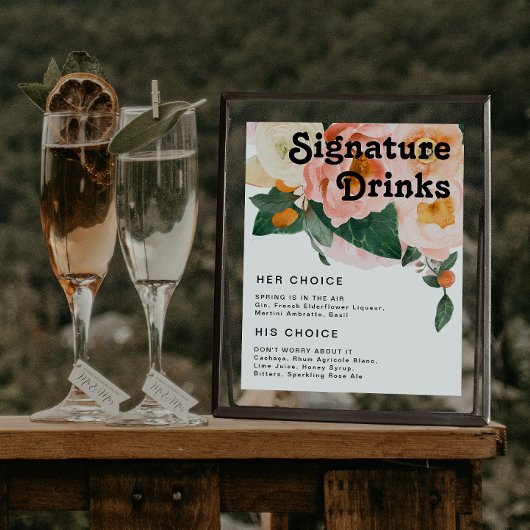 はっきりしたカラフルフローラ |ドリンクの署名 ポスター