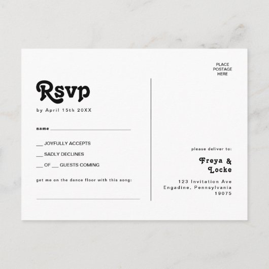 はっきりしたカラフルフローラ |ブラックソングリクエストRSVP ポストカード (裏面)