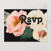 はっきりしたカラフルフローラ |ブラックソングリクエストRSVP ポストカード (正面)