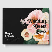 はっきりしたカラフルフローラ |ブラック結婚ズ・ゲストブック ゲストブック (正面)