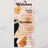 はっきりしたカラフルフローラ |ブラック結婚式 プログラム (正面)