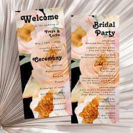 はっきりしたカラフルフローラ |ブラック結婚式 プログラム