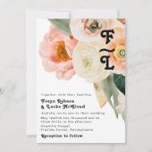 はっきりしたカラフルフローラ |モノグラム結婚式招待状 招待状 (正面)