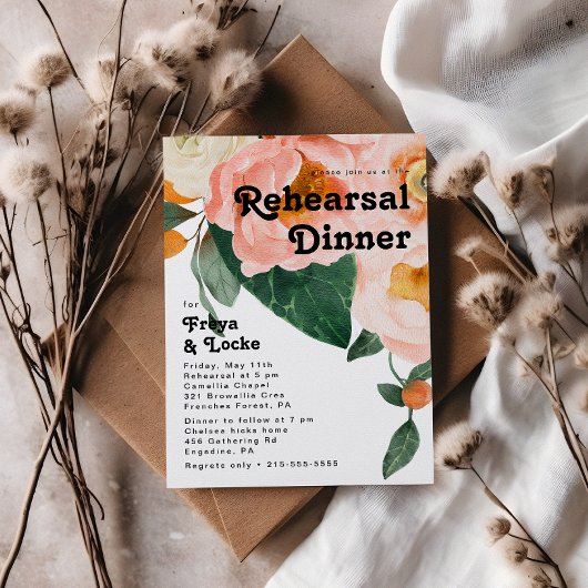 はっきりしたカラフルフローラ |リハーサルディナー 招待状