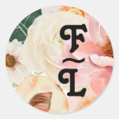 はっきりしたカラフルフローラ |丸型モノグラム ラウンドシール (正面)