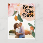 はっきりしたカラフルフローラ |写真の保存日付 インビテーションポストカード (正面)