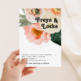 はっきりしたカラフルフローラ |写真カジュアルモノグラム 招待状