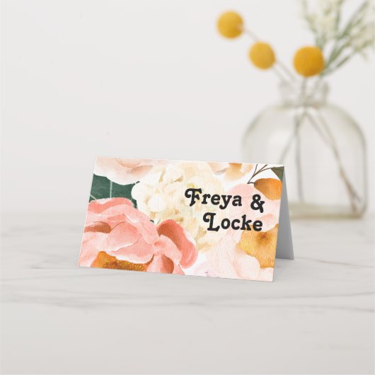 はっきりしたカラフルフローラ |折り曲げ座席表 プレイスカード (裏面)