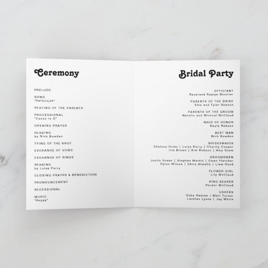 はっきりしたカラフルフローラ |折り曲げ結婚式 プログラム (内部)