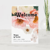 はっきりしたカラフルフローラ |折り曲げ結婚式 プログラム (正面)