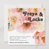 はっきりしたカラフルフローラ |正方形の写真結婚ズ 招待状 (正面)