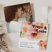 はっきりしたカラフルフローラ |正方形の写真結婚ズ 招待状