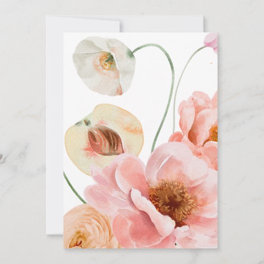 はっきりしたカラフルフローラ |無ファンシー事結婚 招待状 (裏面)