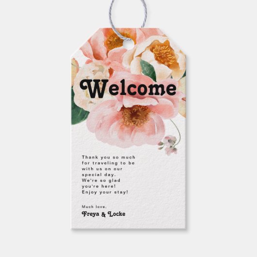 はっきりしたカラフルフローラ |結婚へようこそ ギフトタグ (正面)
