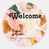 はっきりしたカラフルフローラ |結婚へようこそ ラウンドシール (正面)