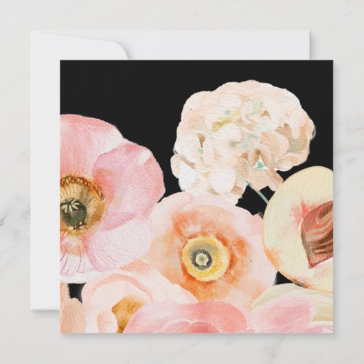 はっきりしたカラフルフローラ |黒い四角結婚形 招待状 (裏面)