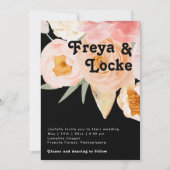 はっきりしたカラフルフローラ | Black All 結婚 In One's 招待状 (正面)