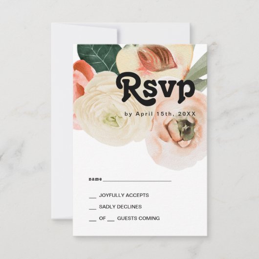 はっきりしたカラフルフローラ | RSVPカード (正面)