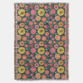 はっきりしたカラフルボホシックフォークフローラ スローブランケット (正面縦)