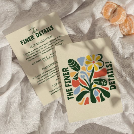 はっきりしたカラフルモダンフローラ結婚詳細 エンクロージャーカード