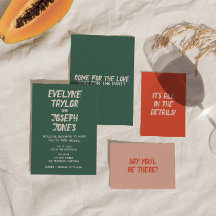 はっきりしたカラフルモダンブラッシュストローク結婚レトロ