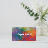 はっきりしたカラフルモダン抽象芸術アート赤と青 名刺 (スタンド正面)