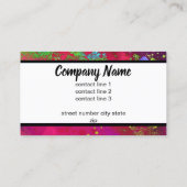 はっきりしたカラフルモダン抽象芸術水色（ばちゃばちゃ）跳ねる 名刺 (裏面)