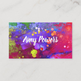 はっきりしたカラフルモダン抽象芸術水色（ばちゃばちゃ）跳ねる 名刺