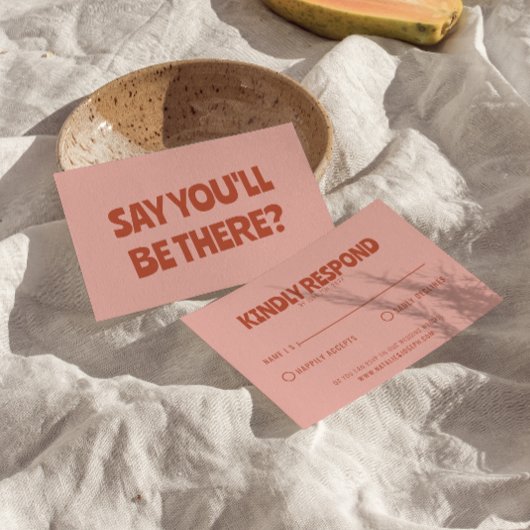 はっきりしたカラフルユニークレトロおもしろいブライト結婚ズ 出欠カード