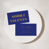 はっきりしたカラフルレトロタイポグラフィブルー金ゴールドクリエイティブ 名刺