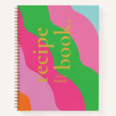 はっきりしたカラフルレトロモダンと金ゴールド名レシピ ノートブック (正面)