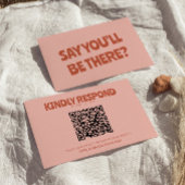 はっきりしたカラフルレトロ明ユニークるいQRコード結婚s 出欠カード