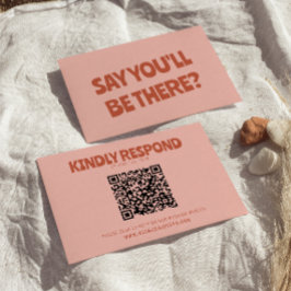 はっきりしたカラフルレトロ明ユニークるいQRコード結婚s 出欠カード