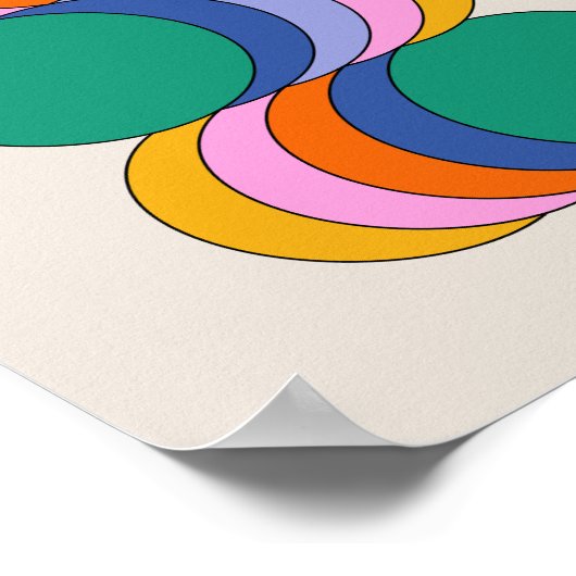 はっきりしたカラフルレトロ美ユニーク幾何美術 ポスター (角)