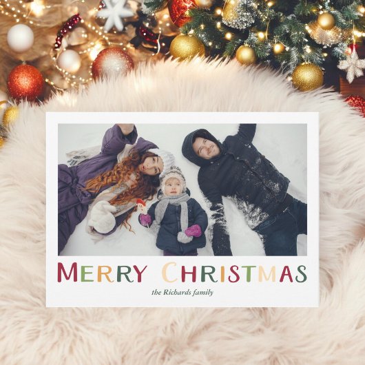 はっきりしたカラフル伝統的Merry Christmasの写真 シーズンカード