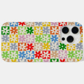 はっきりしたカラフル市松模様にY2K型の花 Case-Mate iPhoneケース (裏面 (横))