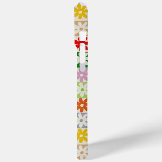 はっきりしたカラフル市松模様にY2K型の花 Case-Mate iPhoneケース (裏面 / 左)