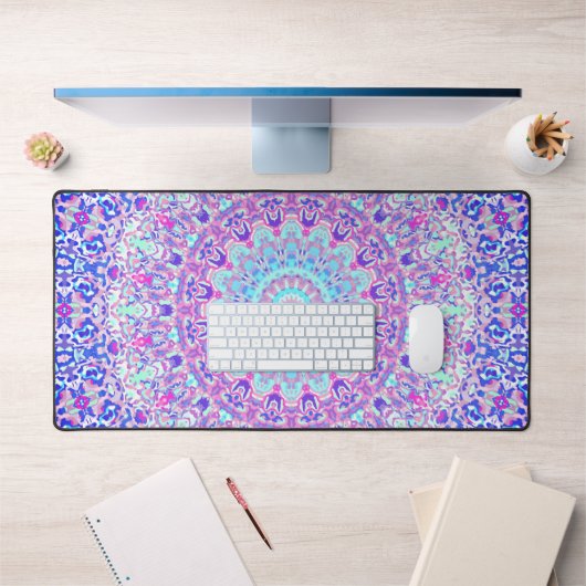 はっきりしたカラフル折衷的Groovy Boho Hippie Mandala デスクマット (オフィス1)