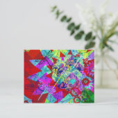 はっきりしたカラフル抽象芸術のコラージュ ポストカード (スタンド正面)