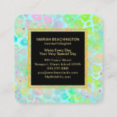 ** はっきりしたカラフル抽象芸術動物AP93ネオン金ゴールド スクエア名刺 (裏面)