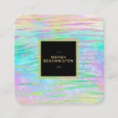 ** はっきりしたカラフル抽象芸術動物AP93金ゴールドネオン スクエア名刺 (正面)