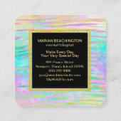 ** はっきりしたカラフル抽象芸術動物AP93金ゴールドネオン スクエア名刺 (裏面)