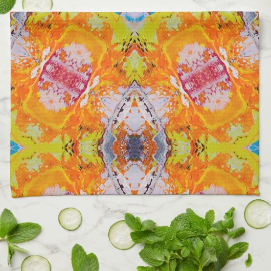 はっきりしたカラフル抽象芸術 キッチンタオル (折り畳み)