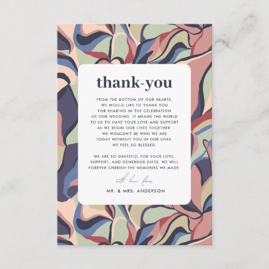 はっきりしたカラフル抽象芸術Maximalist結婚 Photo's サンキューカード (正面)