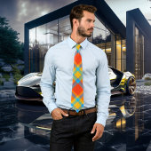 はっきりしたカラフル格子模様 ネクタイ