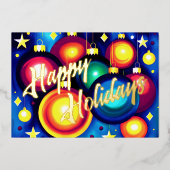 はっきりしたカラフル色彩の鮮やかオーナメントレトロ 箔シーズンカード (正面)